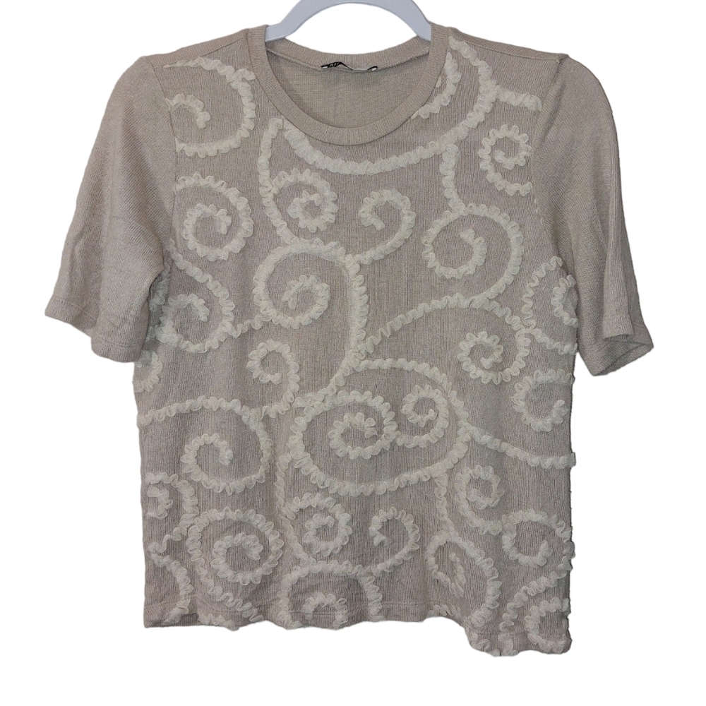 Zara Ladies Short Sleeve Crew Neck Sweater- S